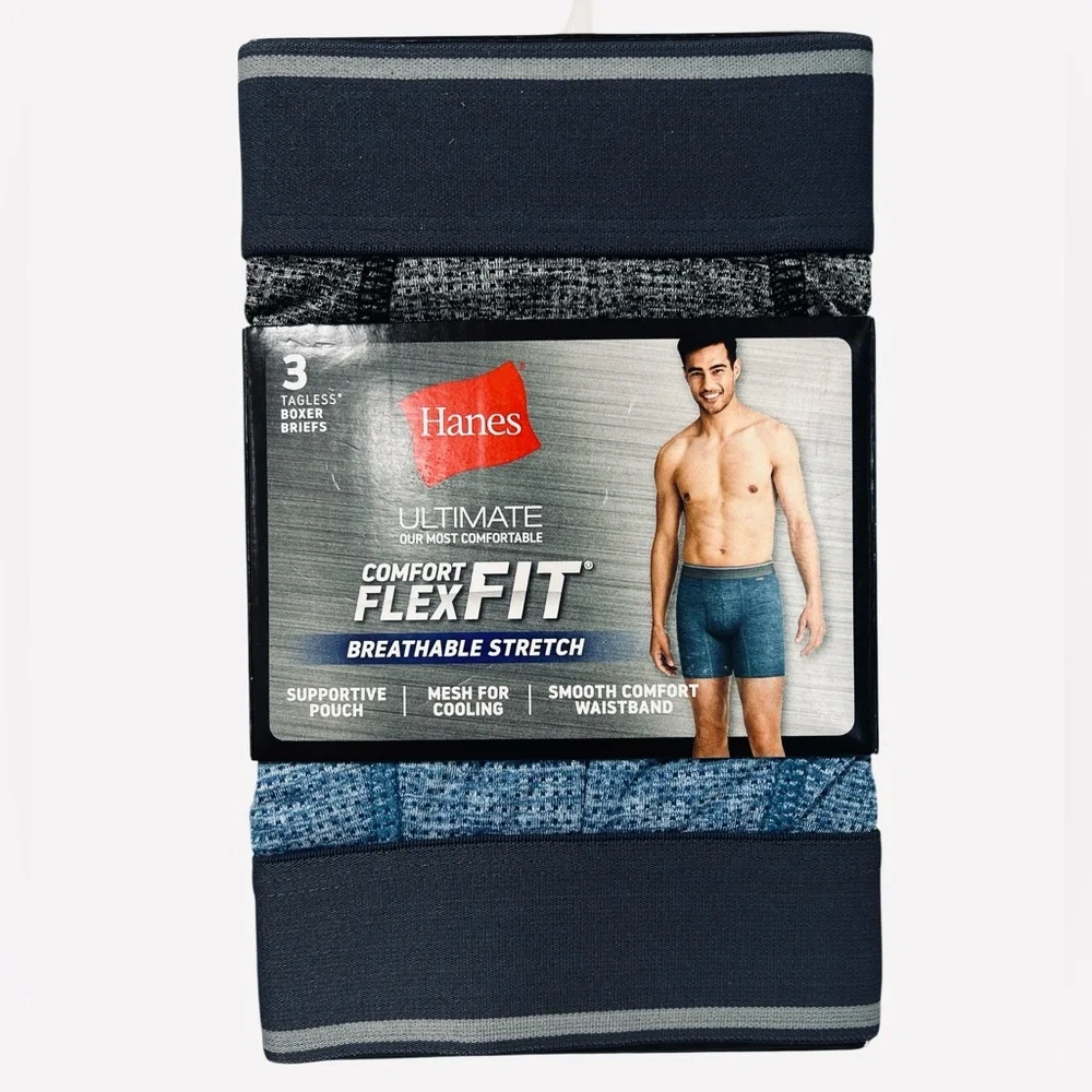 Hanes Comfort Flex Fit Men's Breathable Stretch Mesh Boxer Brief 3-pack Size M